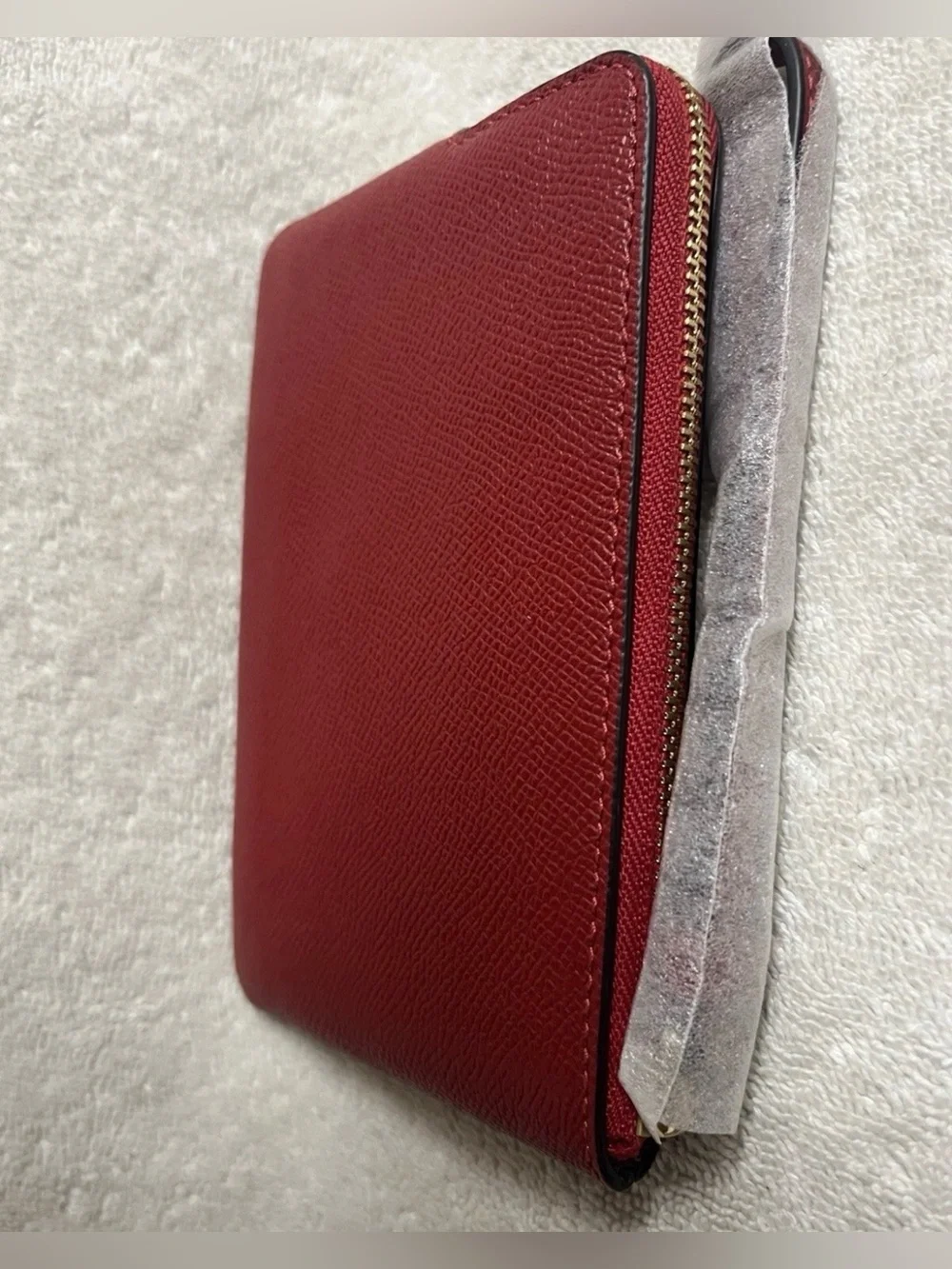 NWT COACH 1941 Red Corner Zip Wristlet Crossgrain Leather Style 58032
